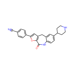 N#Cc1ccc(-c2cc3c(o2)C(=O)Nc2ccc(C4CCNCC4)cc2C3)cc1 ZINC000096270552