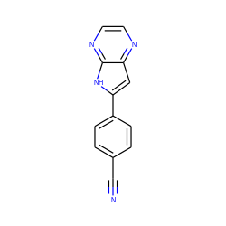 N#Cc1ccc(-c2cc3nccnc3[nH]2)cc1 ZINC000100827971