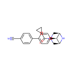 N#Cc1ccc(-c2ccc([C@H]3[C@H]4CN(C(=O)C5CC5)C[C@@H]3N4)cc2)cc1 ZINC000100101795