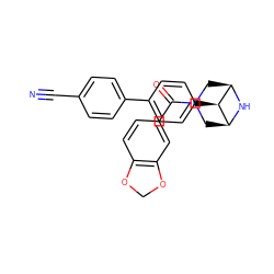 N#Cc1ccc(-c2ccc([C@H]3[C@H]4CN(C(=O)c5ccc6c(c5)OCO6)C[C@@H]3N4)cc2)cc1 ZINC000100101308