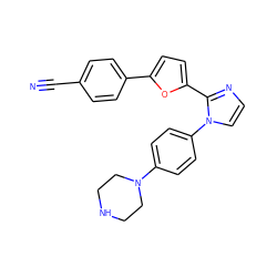 N#Cc1ccc(-c2ccc(-c3nccn3-c3ccc(N4CCNCC4)cc3)o2)cc1 ZINC000299824147