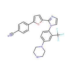 N#Cc1ccc(-c2ccc(-c3nccn3-c3ccc(N4CCNCC4)cc3C(F)(F)F)o2)cc1 ZINC000299827367