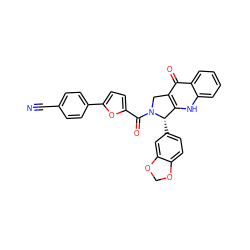 N#Cc1ccc(-c2ccc(C(=O)N3Cc4c([nH]c5ccccc5c4=O)[C@@H]3c3ccc4c(c3)OCO4)o2)cc1 ZINC000013493104