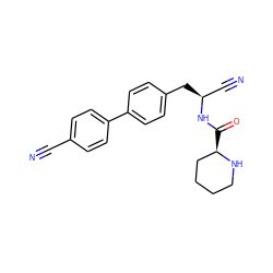 N#Cc1ccc(-c2ccc(C[C@@H](C#N)NC(=O)[C@@H]3CCCCN3)cc2)cc1 ZINC000117947809