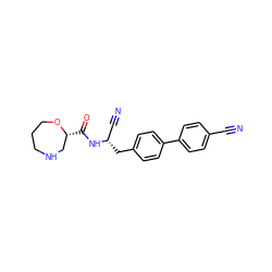 N#Cc1ccc(-c2ccc(C[C@@H](C#N)NC(=O)[C@@H]3CNCCCO3)cc2)cc1 ZINC001772587019