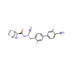 N#Cc1ccc(-c2ccc(C[C@@H](C#N)NC(=O)[C@H]3N[C@@H]4CC[C@H]3C4)c(F)c2)cc1F ZINC000219294069