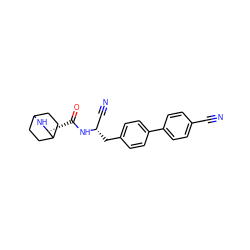 N#Cc1ccc(-c2ccc(C[C@@H](C#N)NC(=O)[C@H]3NC4CCC3CC4)cc2)cc1 ZINC000169709116