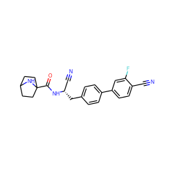 N#Cc1ccc(-c2ccc(C[C@@H](C#N)NC(=O)C34CCC(CC3)N4)cc2)cc1F ZINC000169710013