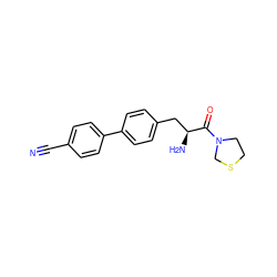 N#Cc1ccc(-c2ccc(C[C@H](N)C(=O)N3CCSC3)cc2)cc1 ZINC000014947642