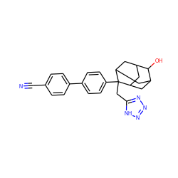 N#Cc1ccc(-c2ccc(C3(Cc4nnn[nH]4)C4CC5CC3CC(C4)C5O)cc2)cc1 ZINC000103231581