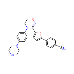 N#Cc1ccc(-c2ccc(C3=NOCCN3c3ccc(N4CCNCC4)cc3)o2)cc1 ZINC000084711597