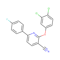 N#Cc1ccc(-c2ccc(F)cc2)nc1Oc1ccc(Cl)c(Cl)c1 ZINC000003128339