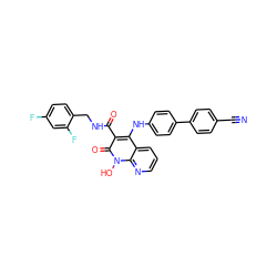 N#Cc1ccc(-c2ccc(Nc3c(C(=O)NCc4ccc(F)cc4F)c(=O)n(O)c4ncccc34)cc2)cc1 ZINC000169351998