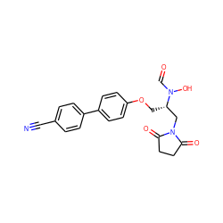 N#Cc1ccc(-c2ccc(OC[C@@H](CN3C(=O)CCC3=O)N(O)C=O)cc2)cc1 ZINC000029329647