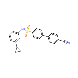 N#Cc1ccc(-c2ccc(S(=O)(=O)Nc3cccc(C4CC4)n3)cc2)cc1 ZINC000040972756