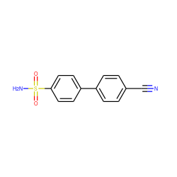 N#Cc1ccc(-c2ccc(S(N)(=O)=O)cc2)cc1 ZINC000653807539