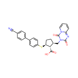 N#Cc1ccc(-c2ccc(S[C@H]3CC[C@@H](Cn4c(=O)nc5ccccn5c4=O)[C@@H]3C(=O)O)cc2)cc1 ZINC000013525925