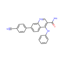 N#Cc1ccc(-c2ccc3c(Nc4ccccc4)c(C(N)=O)cnc3c2)cc1 ZINC000028960091