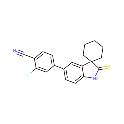 N#Cc1ccc(-c2ccc3c(c2)C2(CCCCC2)C(=S)N3)cc1F ZINC000013488907