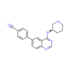 N#Cc1ccc(-c2ccc3ncnc(N[C@@H]4CCCNC4)c3c2)cc1 ZINC000167135189