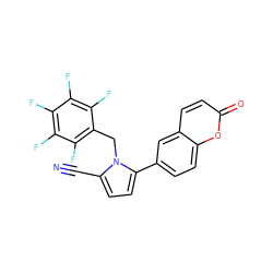 N#Cc1ccc(-c2ccc3oc(=O)ccc3c2)n1Cc1c(F)c(F)c(F)c(F)c1F ZINC001772610558