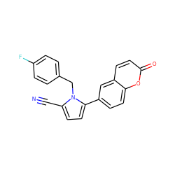 N#Cc1ccc(-c2ccc3oc(=O)ccc3c2)n1Cc1ccc(F)cc1 ZINC001772654810