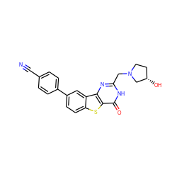 N#Cc1ccc(-c2ccc3sc4c(=O)[nH]c(CN5CC[C@H](O)C5)nc4c3c2)cc1 ZINC000045285506