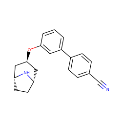 N#Cc1ccc(-c2cccc(O[C@H]3C[C@@H]4CC[C@H](C3)N4)c2)cc1 ZINC000101387223