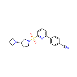 N#Cc1ccc(-c2cccc(S(=O)(=O)N3CC[C@H](N4CCC4)C3)n2)cc1 ZINC000201744983