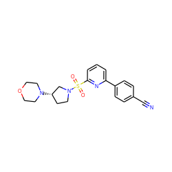 N#Cc1ccc(-c2cccc(S(=O)(=O)N3CC[C@H](N4CCOCC4)C3)n2)cc1 ZINC000201753991