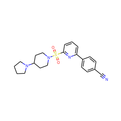 N#Cc1ccc(-c2cccc(S(=O)(=O)N3CCC(N4CCCC4)CC3)n2)cc1 ZINC000201804729