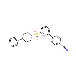 N#Cc1ccc(-c2cccc(S(=O)(=O)N3CCC(c4ccccc4)CC3)n2)cc1 ZINC000201743941