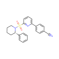 N#Cc1ccc(-c2cccc(S(=O)(=O)N3CCCC[C@H]3c3ccccc3)n2)cc1 ZINC000201782670