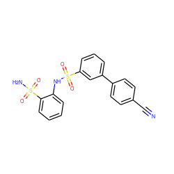 N#Cc1ccc(-c2cccc(S(=O)(=O)Nc3ccccc3S(N)(=O)=O)c2)cc1 ZINC000149461928