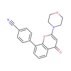 N#Cc1ccc(-c2cccc3c(=O)cc(N4CCOCC4)oc23)cc1 ZINC000013677192