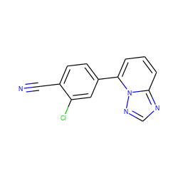 N#Cc1ccc(-c2cccc3ncnn23)cc1Cl ZINC001772645794