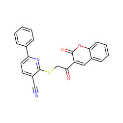 N#Cc1ccc(-c2ccccc2)nc1SCC(=O)c1cc2ccccc2oc1=O ZINC000000623068