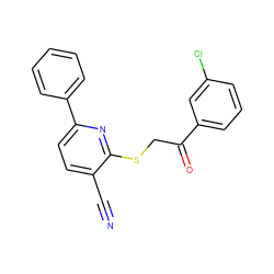 N#Cc1ccc(-c2ccccc2)nc1SCC(=O)c1cccc(Cl)c1 ZINC000000832751