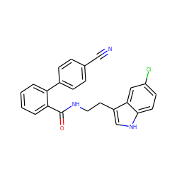 N#Cc1ccc(-c2ccccc2C(=O)NCCc2c[nH]c3ccc(Cl)cc23)cc1 ZINC000095575975