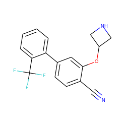 N#Cc1ccc(-c2ccccc2C(F)(F)F)cc1OC1CNC1 ZINC000096175895