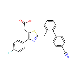N#Cc1ccc(-c2ccccc2Cc2nc(-c3ccc(F)cc3)c(CC(=O)O)s2)cc1 ZINC000045337775