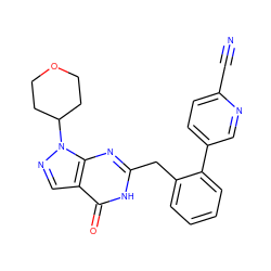 N#Cc1ccc(-c2ccccc2Cc2nc3c(cnn3C3CCOCC3)c(=O)[nH]2)cn1 ZINC000169699870