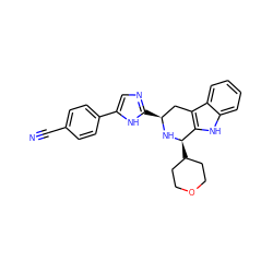 N#Cc1ccc(-c2cnc([C@H]3Cc4c([nH]c5ccccc45)[C@@H](C4CCOCC4)N3)[nH]2)cc1 ZINC000653724976