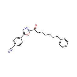 N#Cc1ccc(-c2cnc(C(=O)CCCCCCc3ccccc3)o2)cc1 ZINC000035259957
