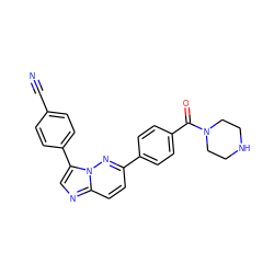 N#Cc1ccc(-c2cnc3ccc(-c4ccc(C(=O)N5CCNCC5)cc4)nn23)cc1 ZINC000219099640