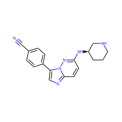 N#Cc1ccc(-c2cnc3ccc(N[C@@H]4CCCNC4)nn23)cc1 ZINC000040954025