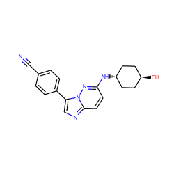 N#Cc1ccc(-c2cnc3ccc(N[C@H]4CC[C@H](O)CC4)nn23)cc1 ZINC000261190202