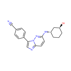 N#Cc1ccc(-c2cnc3ccc(N[C@H]4CCC[C@H](O)C4)nn23)cc1 ZINC000040975121