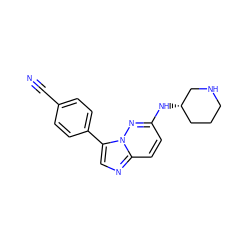 N#Cc1ccc(-c2cnc3ccc(N[C@H]4CCCNC4)nn23)cc1 ZINC000040954027