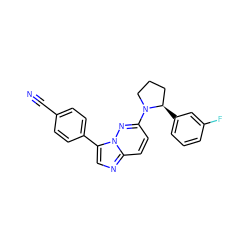 N#Cc1ccc(-c2cnc3ccc(N4CCC[C@H]4c4cccc(F)c4)nn23)cc1 ZINC000116154239